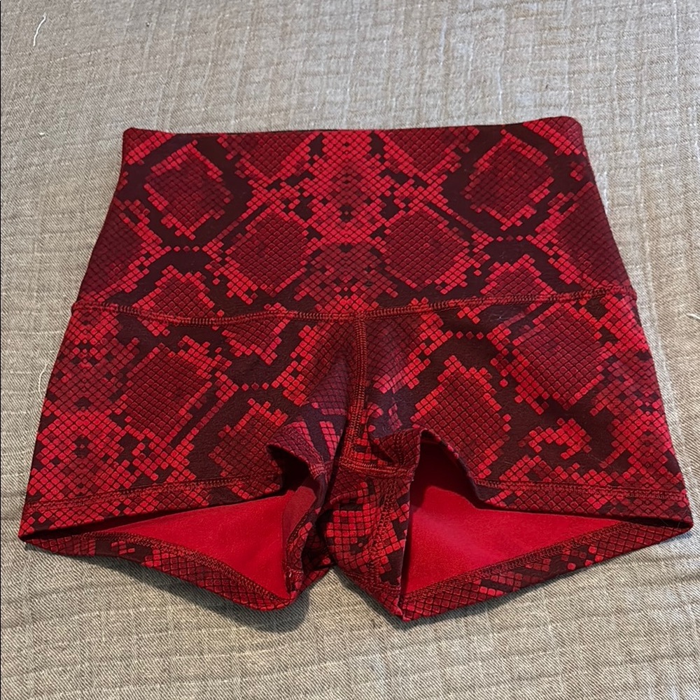 Lululemon Athletica Red Bike Shorts with Snake Print